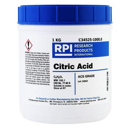 RPI Citric Acid, ACS Grade, 1 KG C34525-1000.0